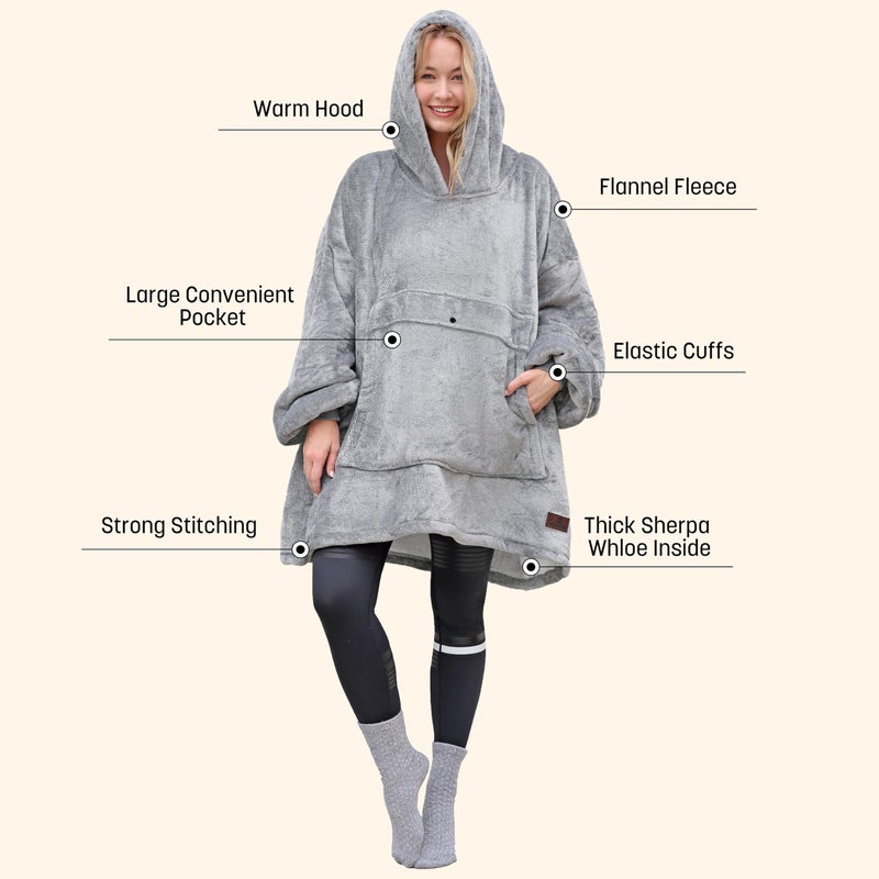 Catalonia Oversized Wearable Blanket Hoodie Sweatshirt, Comfortable Sherpa Lounging Pullover for Adults Men Women Teenagers Wife Girlfriend Gift - Image 3